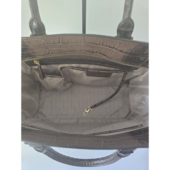Michael Kors Selma Brown Croc Stamped Leather Satchel Large Pre- Owned - Picture 4 of 9